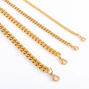Pulsera de Cadena Cubana de Acero Inoxidable Chapada en Oro para Hombre y Mujer, Tobillera de Alta Calidad, Joyería Metálica para Muñeca - Product Image 4