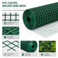 Rouleau de treillis soudé en PVC vert multi-usage pour projets de bricolage à domicile et clôtures de sécurité de jardin, maille de 1/2 pouce