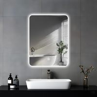 Miroir de salle de bain rectangulaire intelligent à LED en verre 45x60cm, rétroéclairé, 3 couleurs d'éclairage, interrupteur tactile, mural, à intensité variable, IP54 pour la douche
