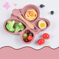 Ventes chaudes Articles pour bébés Vaisselle en silicone personnalisée Ensembles de repas Ensembles pour nouveau-nés Cadeau Assiettes Ensembles Style animal mignon