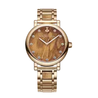 Reloj de madera de álamo italiano para mujer, movimiento de cuarzo suizo de acero inoxidable fino, cristal de zafiro, superluminoso