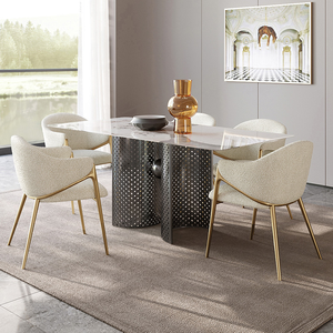 Tavolo da pranzo personalizzabile e sedia in acciaio al carbonio <span class=keywords><strong>oro</strong></span> <span class=keywords><strong>piedi</strong></span> ristorante Hotel sedia in velluto semplice sedia moderna per il tempo libero - Product Image 1