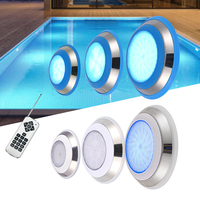 Lampe LED RGB 12V pour piscine et aménagement paysager, étanche IP68, avec lentille anti-éblouissement, télécommande, en acier inoxydable 304, intensité réglable