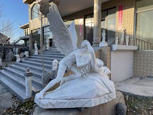 热卖设计天然石材大理石丘比特和普西雕塑花园装饰手工雕刻真人大小的爱神和丘比特雕像 - Product Image 5