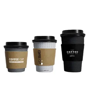 Coffee Corrugated Sleeves Zarf Paper Insulation Hot Cup Sleeves Drinks Insula Jackets Holder Protective Heat Kraft Disposable