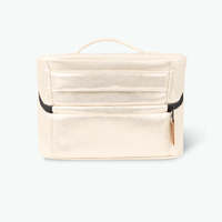 Sac cosmétique imperméable en polyester avec fermeture éclair, poignée souple, plusieurs poches, grande capacité, étui de rangement portable pour maquillage, logo personnalisé