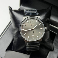 Montre-bracelet à quartz pour homme, boîtier en acier inoxydable, bracelet chaîne, chronographe en cristal, aiguilles lumineuses, date, résistance à l'eau 30 m