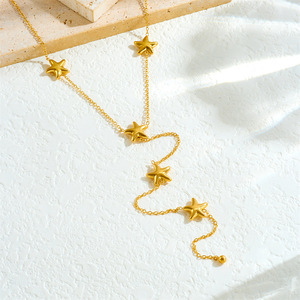 Star Tassel Stainless Steel Chain Necklace Y Shape Simple Jewelry Gift For Women Fashion Pendant Necklaces - Product Image 2