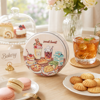 Boîte d'emballage alimentaire OEM en fer blanc pour gâteaux, boîte métallique hermétique dorée avec fenêtre de présentation, recyclable pour boulangerie, biscuits et bonbons