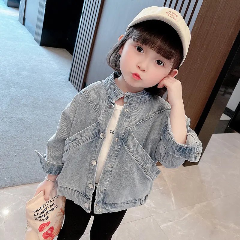 2021 nouveau automne hiver mignon bébé à enfant en bas âge fille lavé bleu décontracté Denim veste avec boutons 1-6 ans