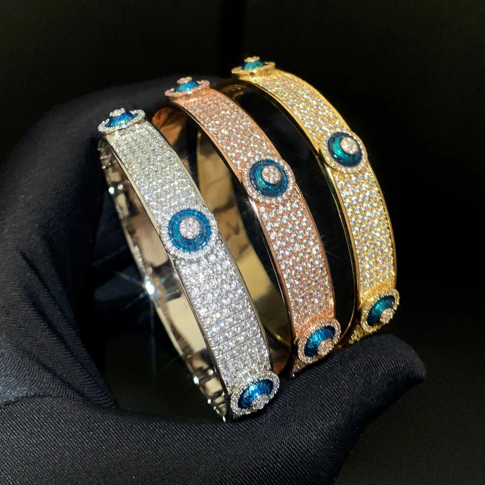 New Arrived Top Quality Women Jewelry Micro Pave CZ Lucky Evil Eye Bangle