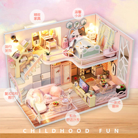 Kit de Casa de Muñecas en Miniatura de Madera para Armar, Diseño de Loft Rosa con Múltiples Habitaciones, Rompecabezas 3D DIY, Juguete Coleccionable para Adolescentes