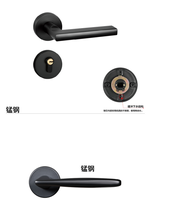 Serrure de porte d'appartement Kaiming TM-L06 grise minimaliste en aluminium, poignée de porte en bois, commande tactile ambidextre, silencieuse et facile à utiliser