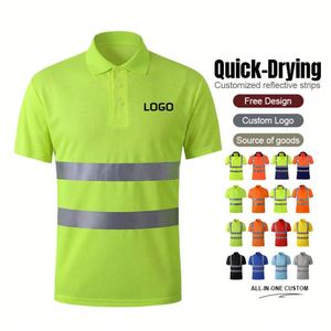 Custom High Visibility <b>Polo</b> Shirts Uniform Summer Quick Dry Traffic Road Construction Reflective Safety Work Clothes <b>Polo</b> TShirt - Product Image 2