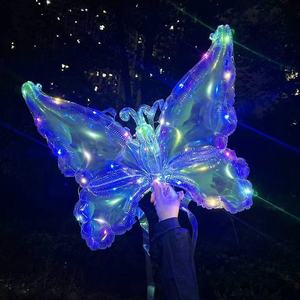 Hot Sale Eco-Friendly Led Glowing Colorful Transparent Foil <b>Butterfly</b> Wings Balloon <b>Decoration</b> Easter Birthday Adult Toys - Product Image 5