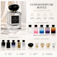 Flacon de parfum en verre noir de luxe 30ml 50ml 100ml pour marques haut de gamme avec col serti et atomiseur