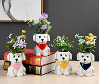 Pot de fleurs en céramique mignon Yisheng en forme de chiot avec trou de drainage, pour plantes d'intérieur et d'extérieur, herbes décoratives