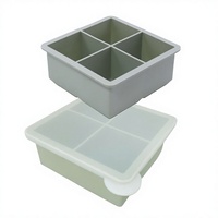 Moule à glaçons sphériques en silicone sans BPA, 4 cavités, flexible et réutilisable, pour whisky, bourbon, cocktails, avec couvercle