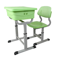 Ensemble de bureau et chaise d'école réglables avec surfaces en plastique, base en forme de T, table d'étude avec boîte de rangement, mobilier ergonomique pour étudiants