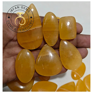 Fabricant professionnel de pierres précieuses, calcite jaune, pierres naturelles en vrac, cabochons de haute qualité, dos plat, 20-35 mm, vente en gros - Product Image 1