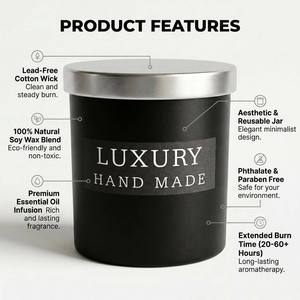 Bougie parfumée en cire de soja rose mat de luxe dans un bocal en verre avec couvercle métallique pour une décoration esthétique de la maison, vente en gros, marque privée - Product Image 3