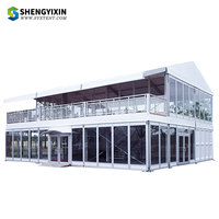 Grande tente transparente à deux étages pour 150 personnes, structure en aluminium, pour fêtes, salons professionnels, mariages, chapiteau de luxe à deux étages en PVC