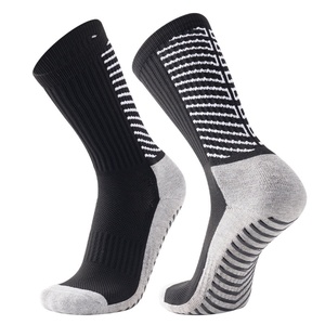 Cross-Border Compression Crew Football Socks for Youth Non-Slip Terry <b>Cushion</b> <b>Stripe</b> Design 100% Cotton Breathable Sports Socks - Product Image 2