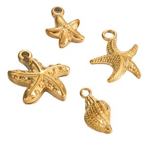 Breloques en forme d'étoile de mer en acier inoxydable, style vintage, pendentifs unisexes, accessoires de bijoux tendance pour la fabrication de bijoux - Product Image 1