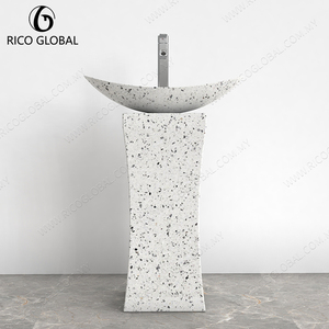 Lavabo de Pedestal de Terrazo Artístico Moderno, Diseño de Porcelana, Marca OEM PS-1058A-8173, Hecho en Malasia, para Baño Contemporáneo - Product Image 6