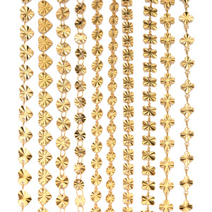 โซ่ลายปั๊มตรา |   โซ่สแตนเลสสตีลชุบทอง 18K PVD ลายดอกไม้รูปหัวใจและใบโคลเวอร์ สำหรับทำเครื่องประดับ DIY - Product Image 5