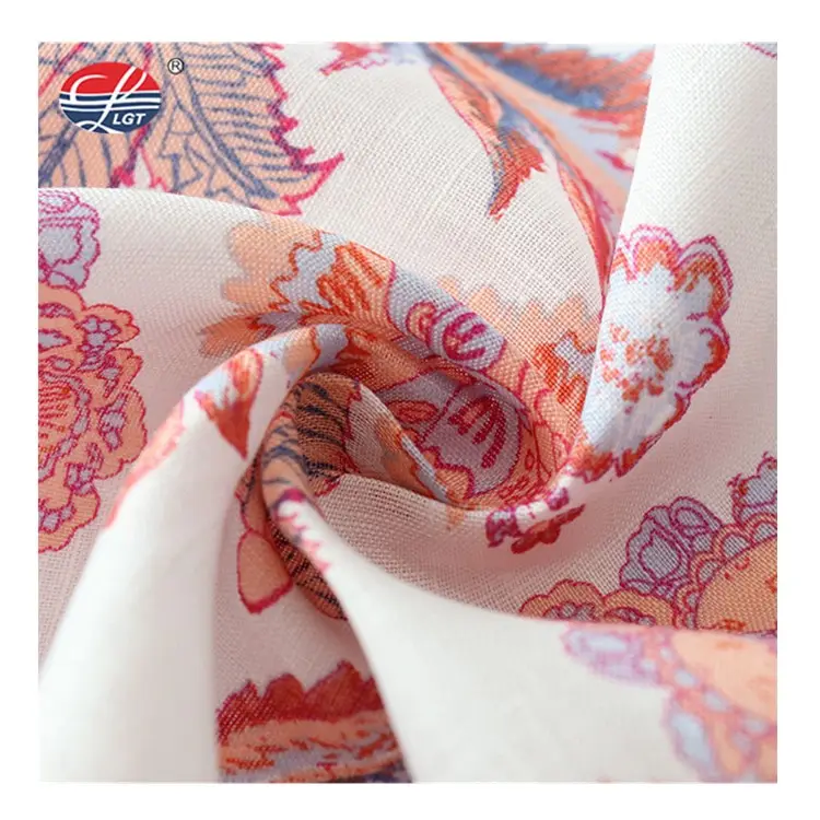 Custom skin-friendly 100% Linen Textile Printed Floral breathable linen fabric Manufacturer for clothing