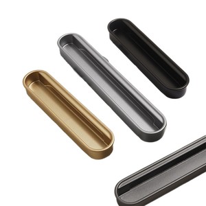 Minimalist Aluminum Alloy Cabinet Handles Bar Shape <b>Drawer</b> <b>Pulls</b> Easy Installation Dark Armor Design - Product Image 5