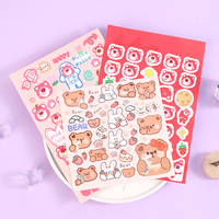 Feuille d'autocollants A5 personnalisés imprimés pour baiser, feuille d'autocollants en vinyle transparent imperméable à l'eau avec logo de dessin animé mignon pour les enfants