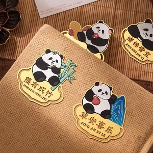 Signet personnalisé en papier design <span class=keywords><strong>panda</strong></span> en acier inoxydable doré avec impression UV avec emballage de carte en papier/boîte en papier - Product Image 3