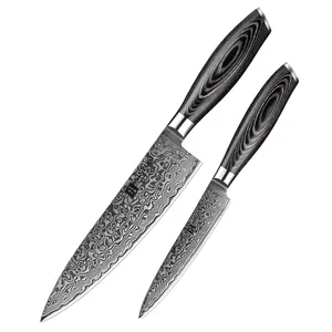 <strong>Sharp</strong> Damascus Steel Kitchen Chef Utility <strong>Knife</strong> <strong>Set</strong> with Pakka Wood Handle Custom - Product Image 1