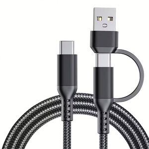 Newest 2-in-1 <b>USB</b>-<b>C</b> + <b>USB</b> a Nylon Braided <b>Type</b>-<b>C</b> Adapter <b>Cable</b> 3A 60W <b>Type</b> <b>C</b> Fast Multi-Charging <b>Cable</b> for IPhone 15 16 - Product Image 2