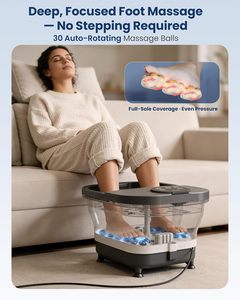 Massaggiatore Elettrico per Piedi con Calore, Massaggio Automatico Rotante, Temperatura Regolabile, Spray d'Acqua a 180°, Grande Dimensione - Product Image 2
