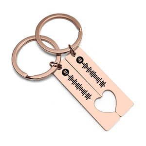 LLavero de música personalizado para pareja, mujer y hombre, código de escaneo <span class=keywords><strong>Spotify</strong></span>, grabado de iniciales, regalos de San Valentín, 2 uds. - Product Image 5