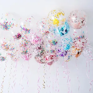 जन्मदिन की पार्टी सेक्विन स्पार्कलिंग कंफ़ेटी लेटेक्स पारदर्शी गुब्बारे पार्टी सजावट