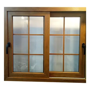 Braune hölzerne Farbrahmen-PVC-Schiebefenster mit Glas