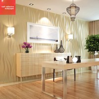 Stiker Dinding 3D Modern Motif Garis Kotak-kotak Bergelombang Bahan Non-woven Tebal untuk Kamar Tidur dan Ruang Tamu
