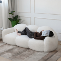 Voxhome Nordisches Modernes 3-Sitzer Schlafsofa, Faulenzersofas für Wohnzimmer und Schlafzimmer, Weiße Wolken-Couch-Garnitur, Topseller