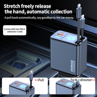 Chargeur de voiture rapide 4-en-1 BOOLA avec câble rétractable double, port Type-C, style Cyberpunk, adaptateur d'alimentation automobile 12-24V, modèle camion