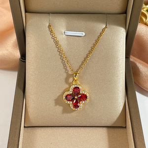 <span class=keywords><strong>Collar</strong></span> de Acero Inoxidable Chapado en Oro con Colgante de Oso, Gato, Bolsas, Trébol y Arce para Mujer, Joyería de Moda al por Mayor, Regalo - Product Image 5