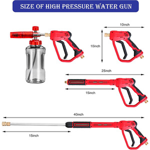 Pistolet de nettoyeur haute pression robuste en acier inoxydable rouge 5000 psi pour le <span class=keywords><strong>lavage</strong></span> de voitures <span class=keywords><strong>professionnel</strong></span> et le detailing - Product Image 2