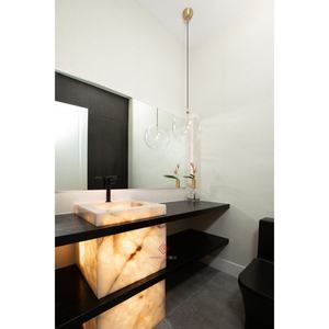 أثاث حمام فاخر عالي الجودة من الحجر الطبيعي ، أثاث رخامي للحمام ، حوض شفاف - Product Image 1