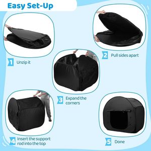 Carpa de Camping Portátil Tipo Cubo, Personalizada, Negra, Oxford, Cuadrada, de Una Sola Capa, Impermeable, Anti-UV, con Marco de Acero, para las Cuatro Estaciones - Product Image 6