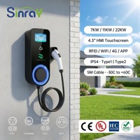 Chargeur de véhicule électrique intelligent commercial 7KW 11KW 22KW Type 1 Type 2 4G WiFi RFID APP 32A IP54 AC 220V 380V Unité de recharge EV