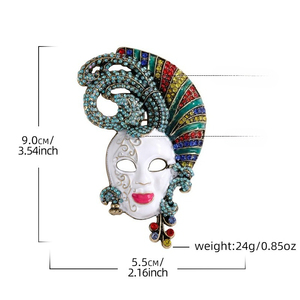Broche de máscara con diamantes de diseño exagerado de la industria pesada europea y americana, pin para abrigo de invierno - Product Image 4