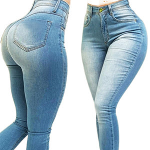 Jeans de Mezclilla Casuales de Cintura Alta para Mujer, Ajustados, Elásticos, Transpirables e Impermeables, Fabricante OEM Sialkot - Product Image 1
